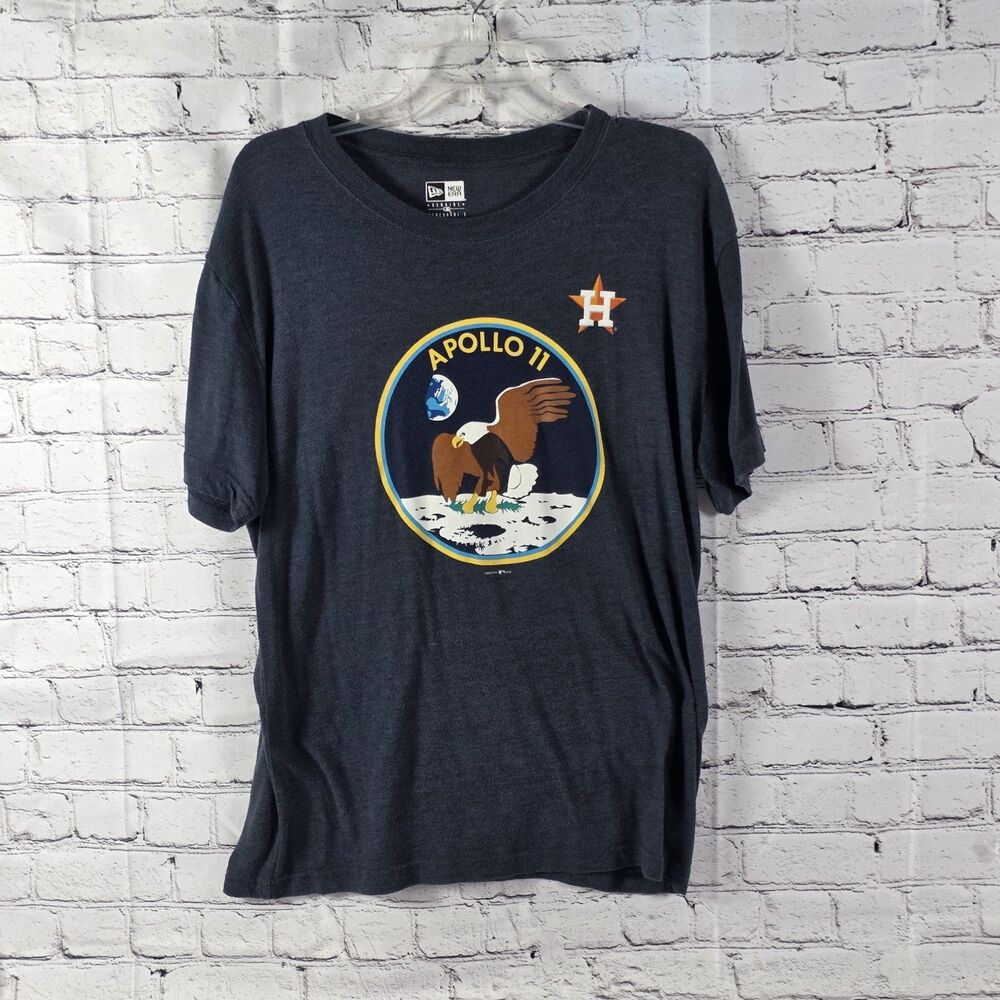 Rare 2018 Houstom Astros Men's L Gray Apollo 11 Moon Landing T-Shirt